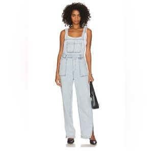 WeWoreWhat denim overalls in light wash!